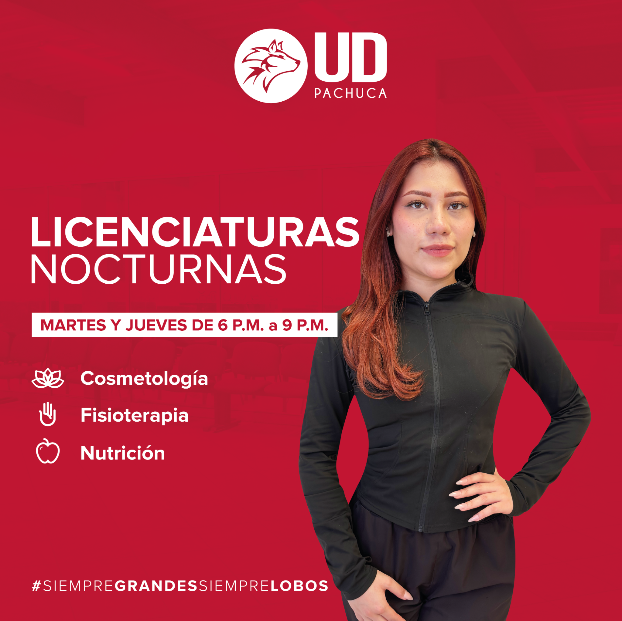 Universidad de Durango Campus Pachuca Facebook ad: Únete a la gran familia LOBOS