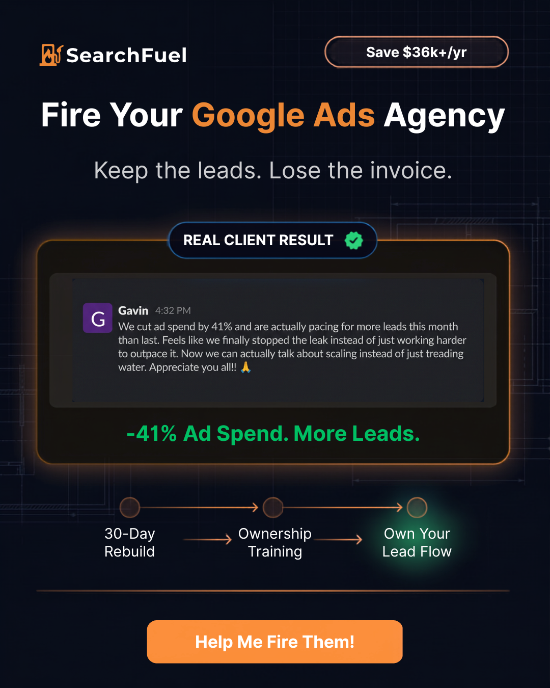 SearchFuel Facebook ad: Bring Your Local Google Ads In-House