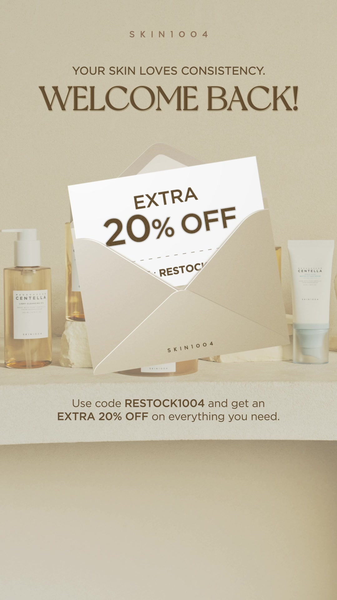 SKIN1004 Facebook ad: Limited Time: Extra 20% OFF