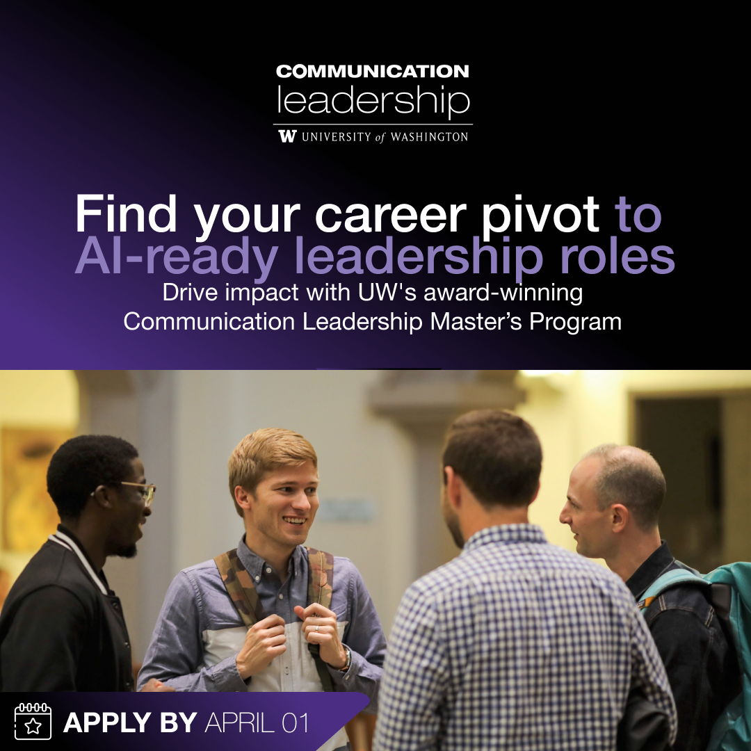 UW Communication Leadership Facebook ad: 77% of orgs lack leadership depth: upskill to grow with…