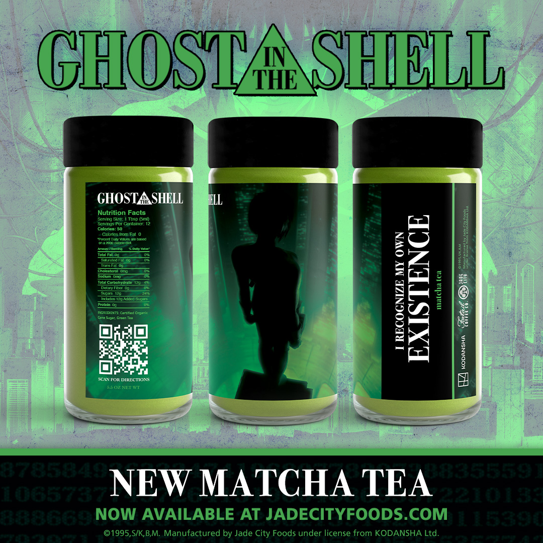 Jadecityfoods Facebook ad: New Ghost in the Shell Matcha Tea!