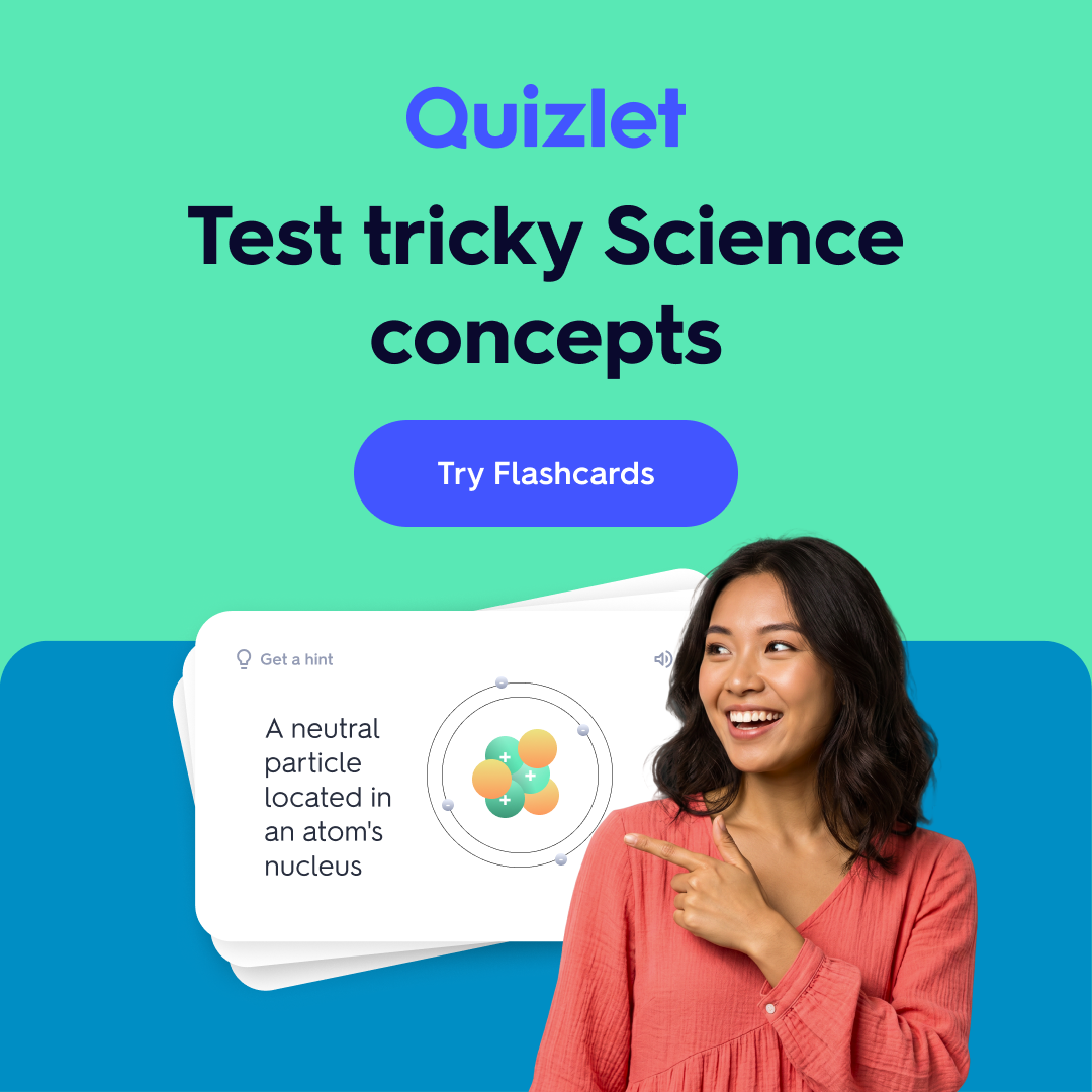 Quizlet Facebook ad: Study Science your way with flashcards, practice tests…