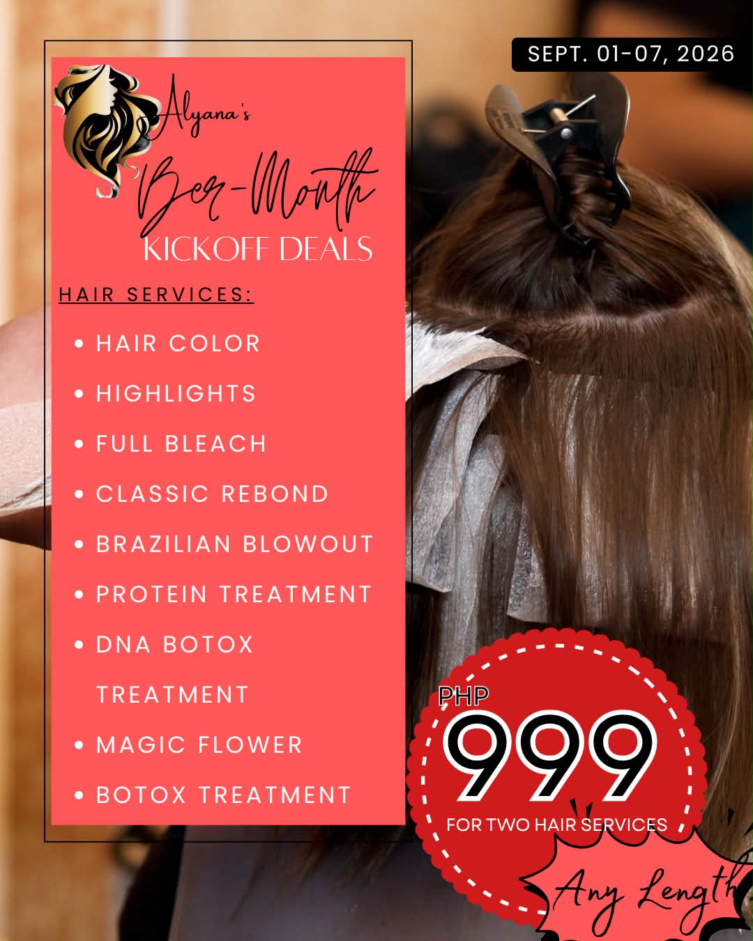 Alyana's Spa, Hair & Beauty Clinic Abucay Branch Facebook ad: BER-MONTH KICK OFF DEALS!