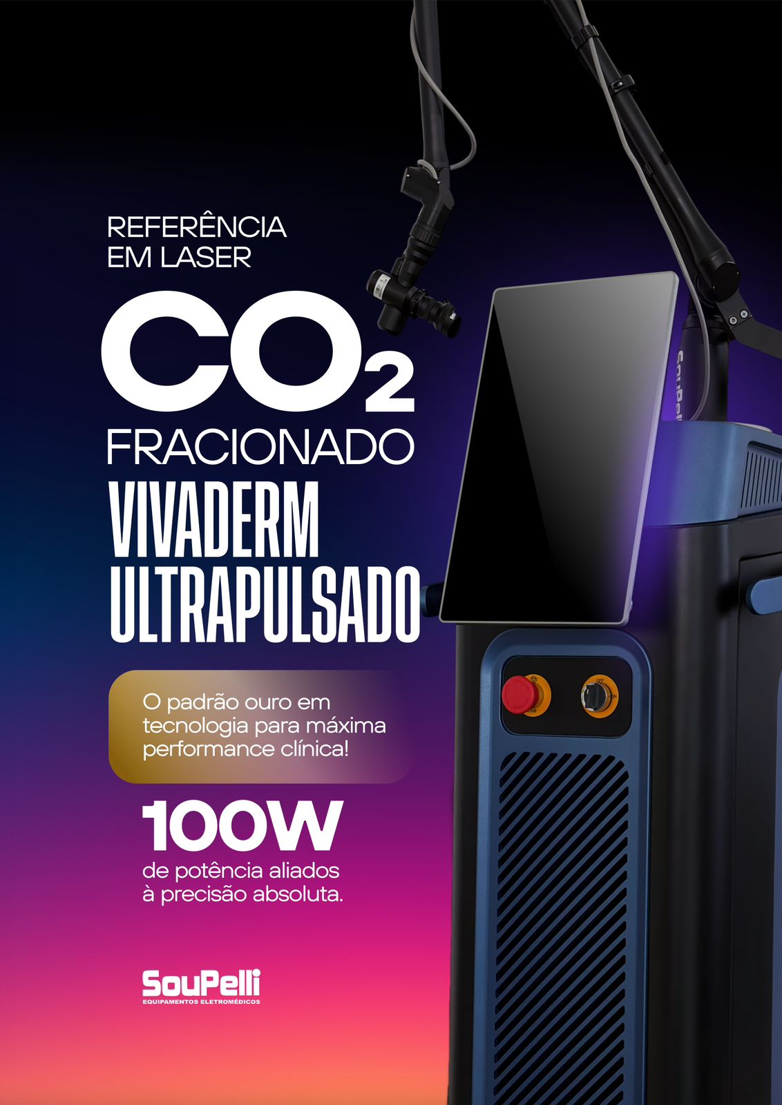 Soupelli Facebook ad: CO₂ Ultrapulso Soupelli 100W para Alta Performance Clínica