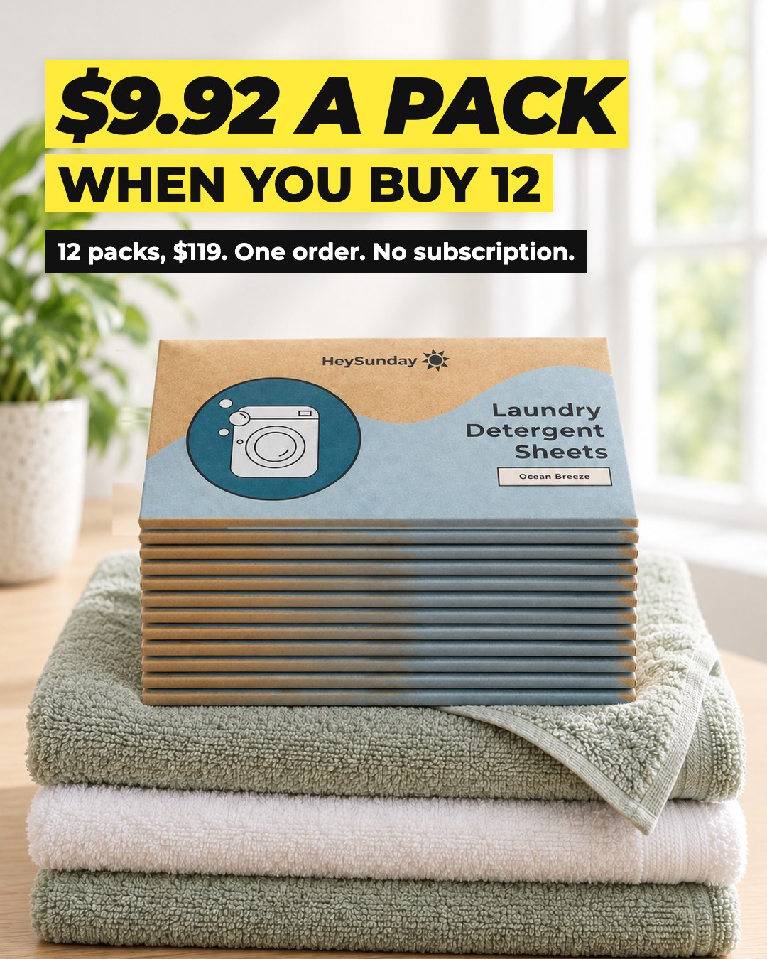 HeySunday Facebook ad: 12 Packs, $119, Free Shipping