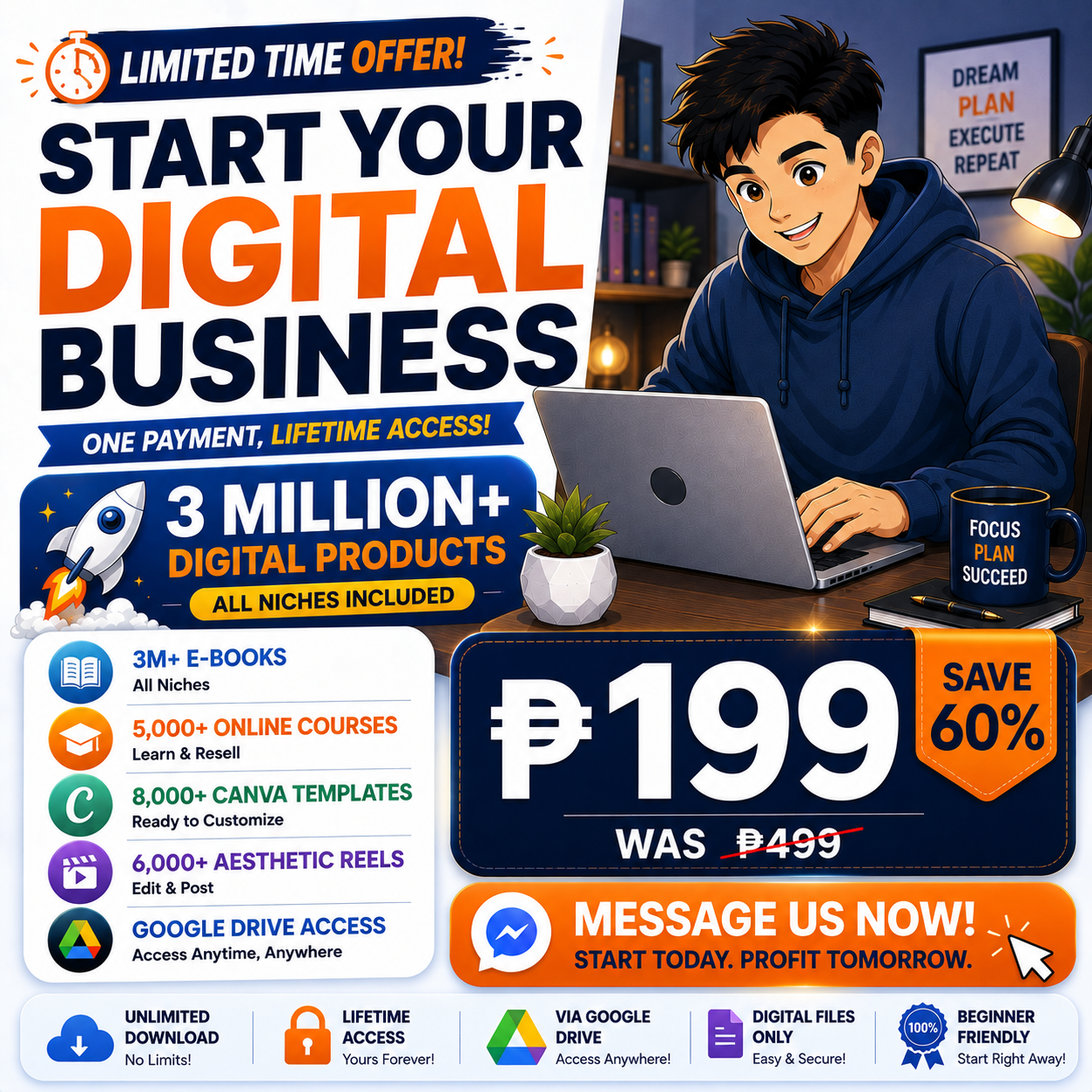 Digital Hustle PH Facebook ad: 𝐒𝐓𝐀𝐑𝐓 𝐘𝐎𝐔𝐑 𝐎𝐖𝐍 𝐃𝐈𝐆𝐈𝐓𝐀𝐋 𝐁𝐔𝐒𝐈𝐍𝐄𝐒𝐒…