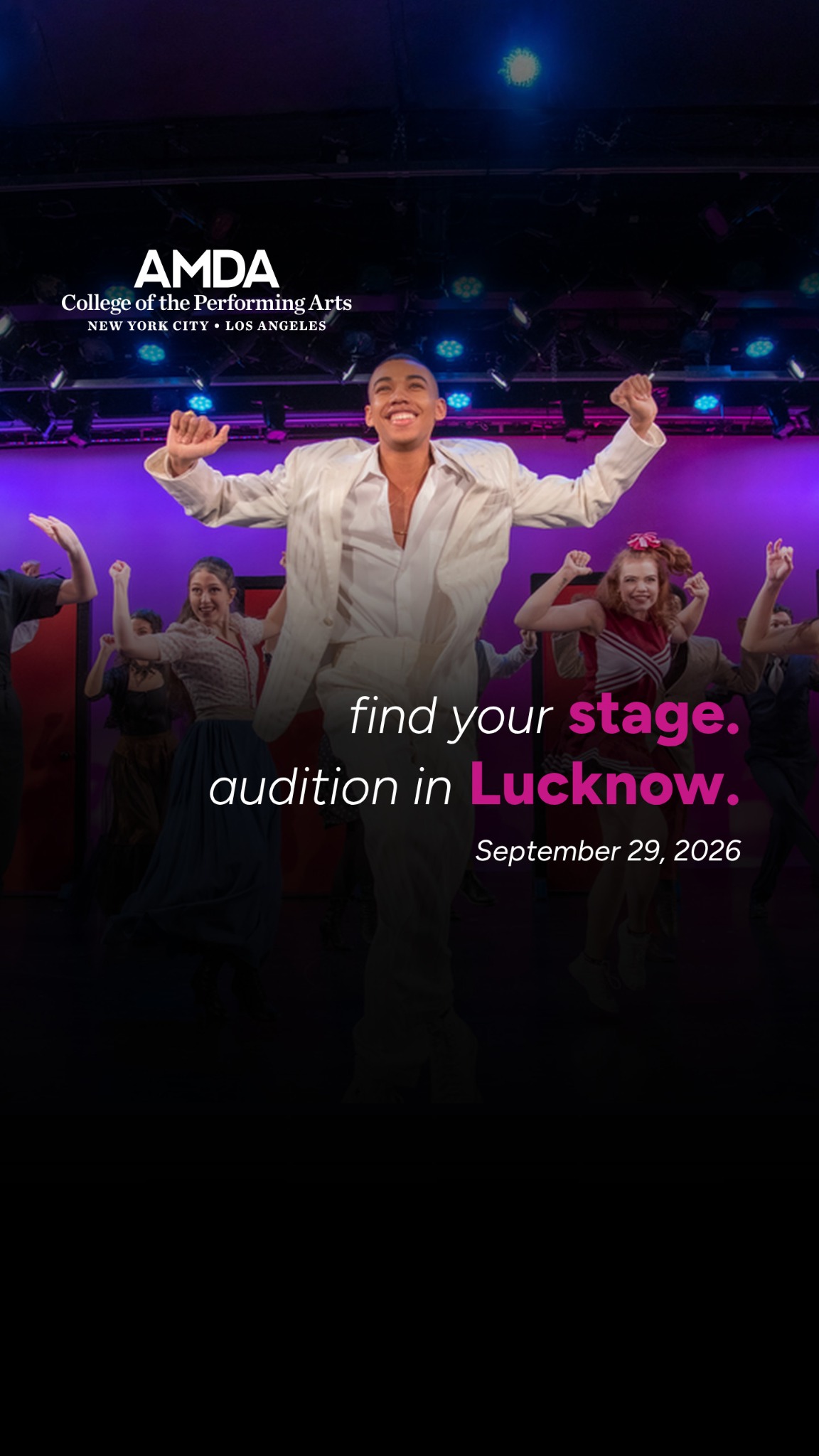 AMDA College Facebook ad