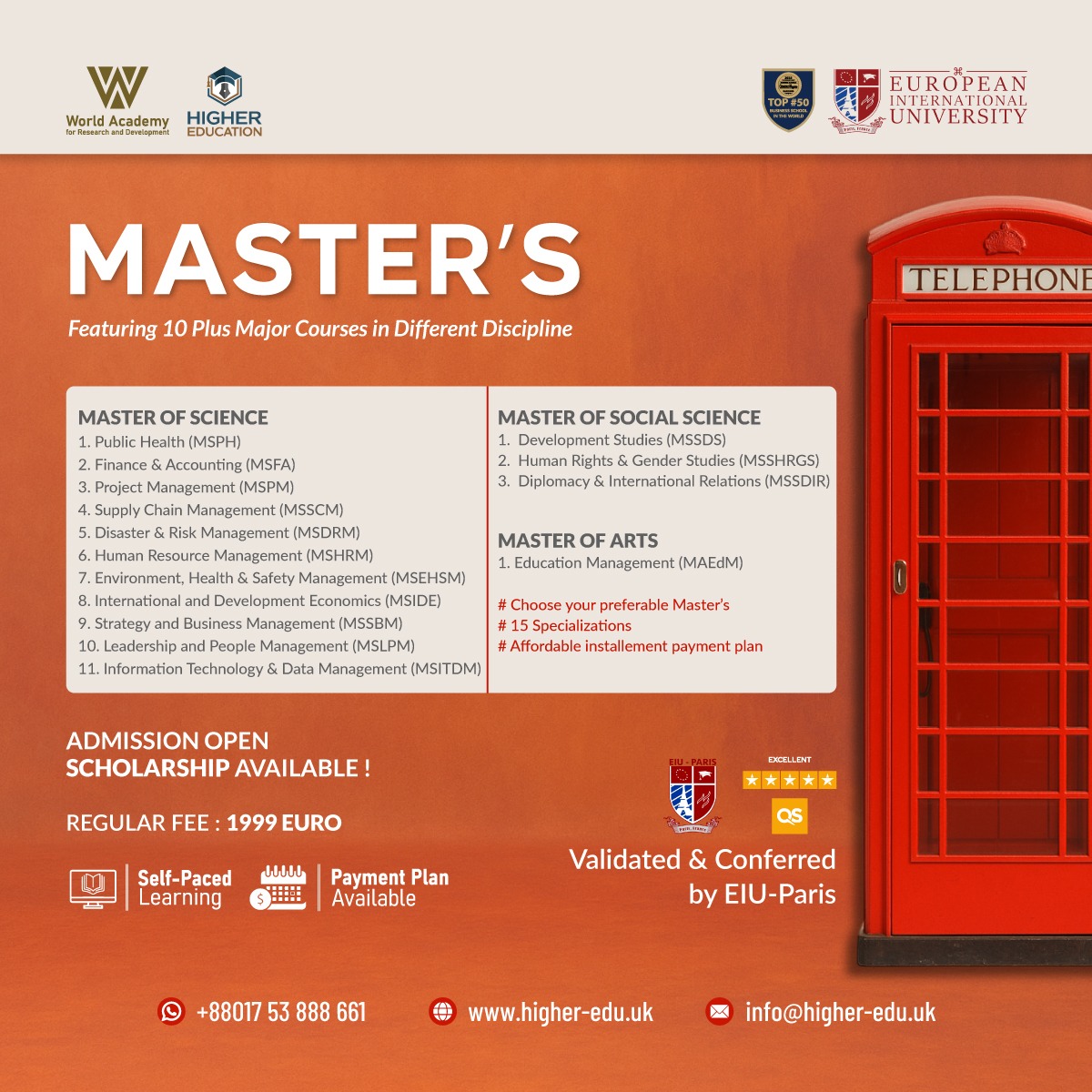 Higher Education - Europe-USA Facebook ad