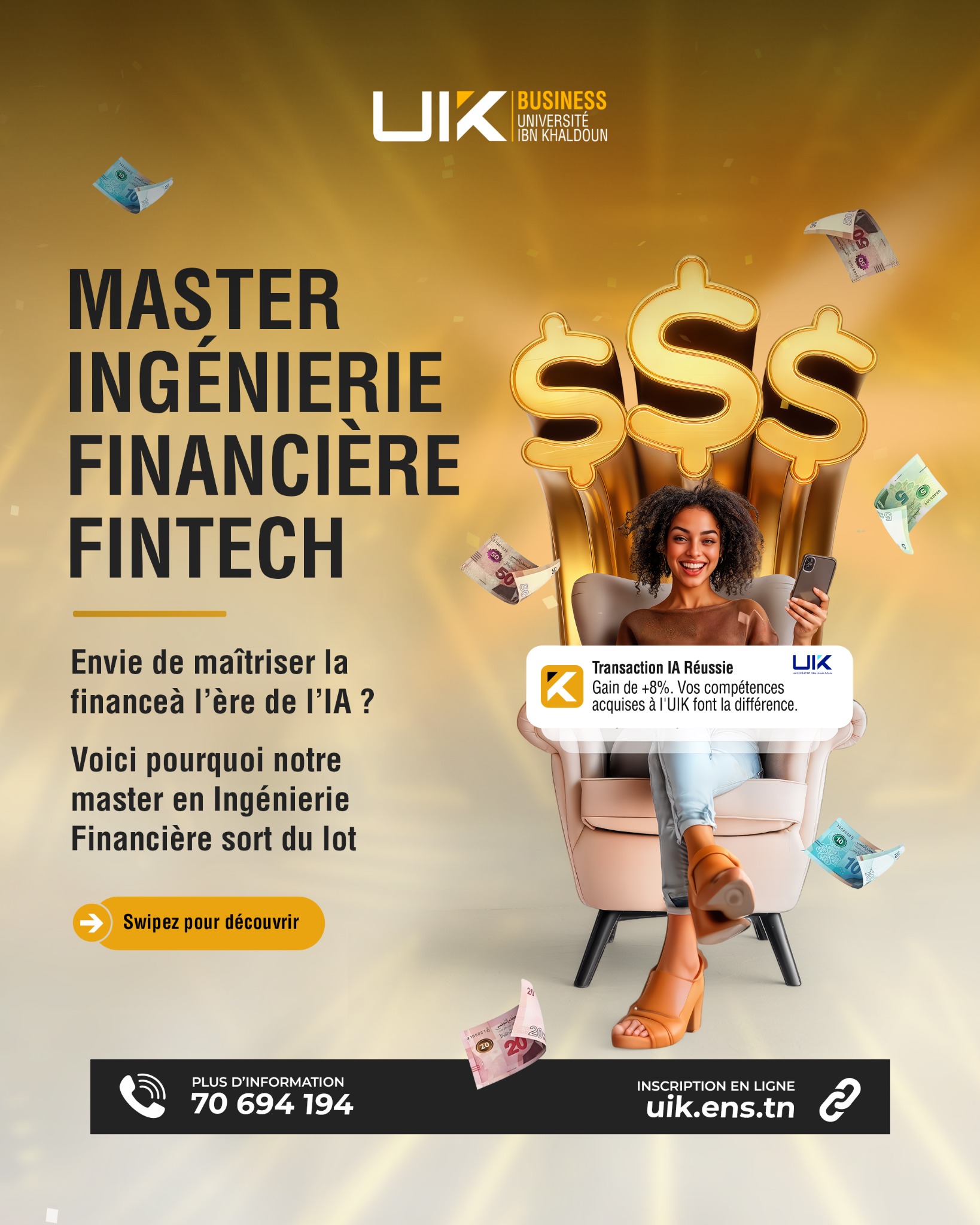 UIK - Université Ibn Khaldoun Facebook ad: Enroll in our Master in Financial Engineering: Fintech!