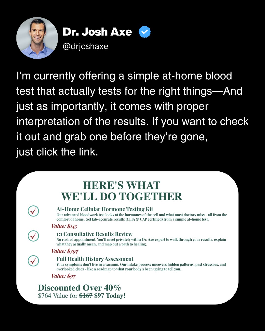 Dr. Josh Axe Facebook ad
