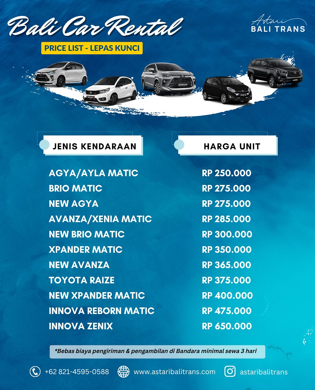 Astari Bali Trans Facebook ad: PRICE LIST ASTARI BALI TOUR & TRANSPORT