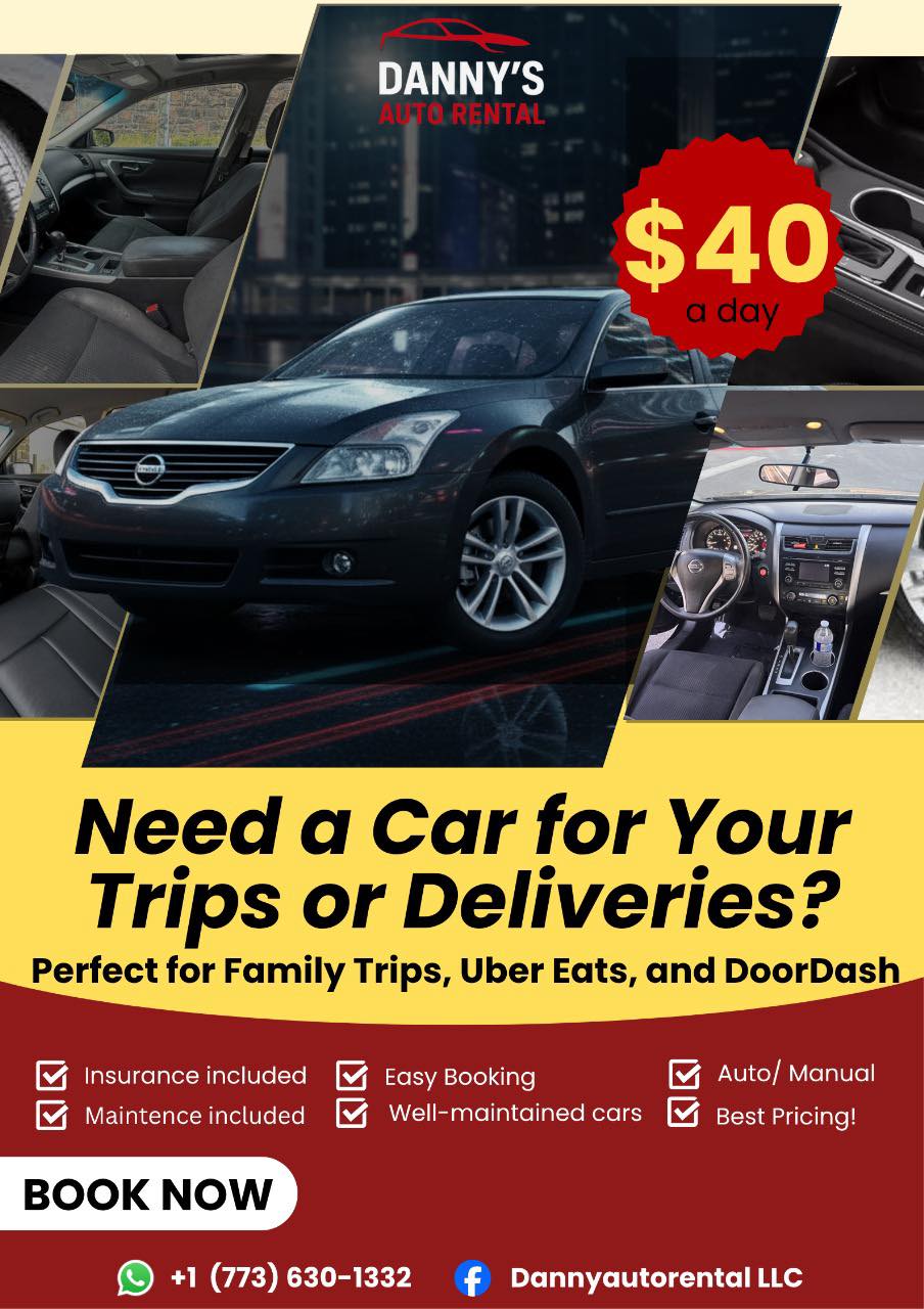 Dannyautorental LLC Facebook ad: Rent a Car for Gig Work, Only $50/Day
