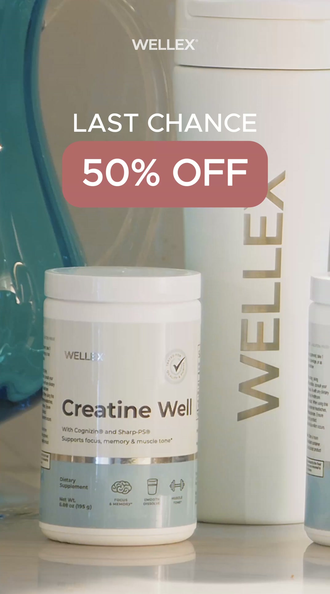 Wellex Facebook ad: Last Chance: 50% OFF Creatine Well