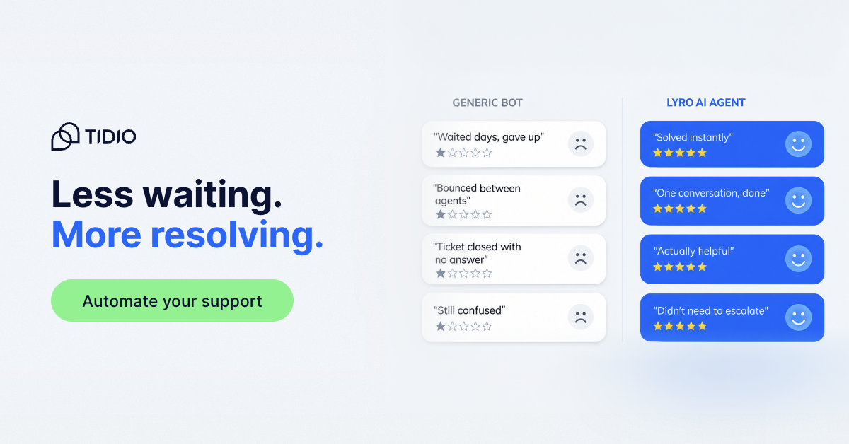 Tidio Facebook ad: Stop paying to answer the same question