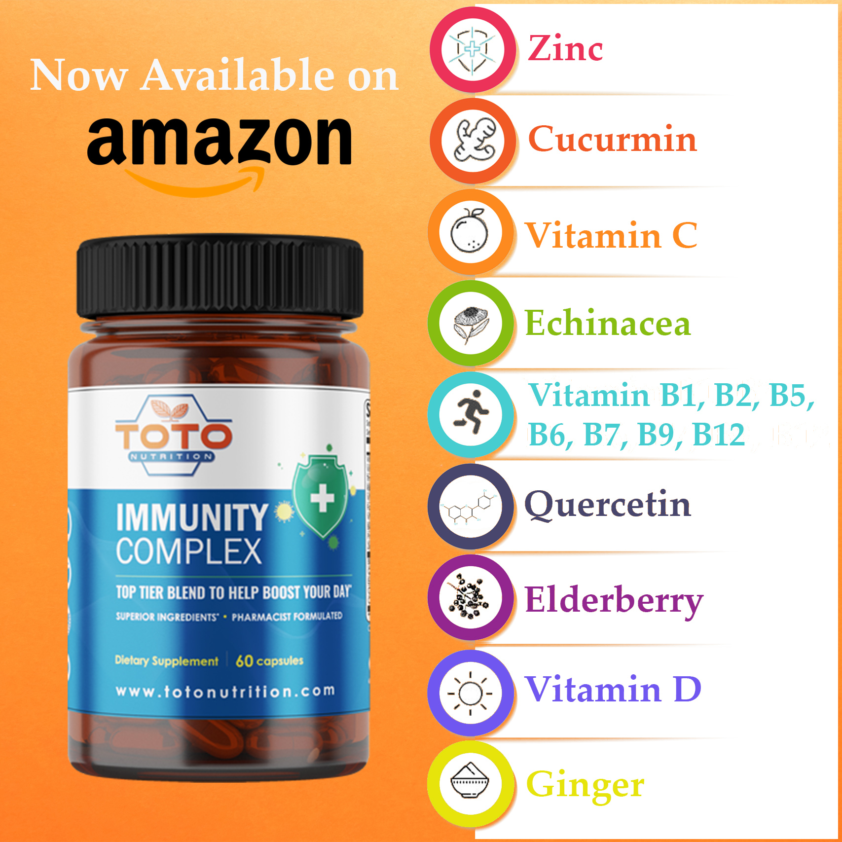 TotoNutrition Facebook ad: TotoNutrition Immunity Support Booster with Vitamin C, D…