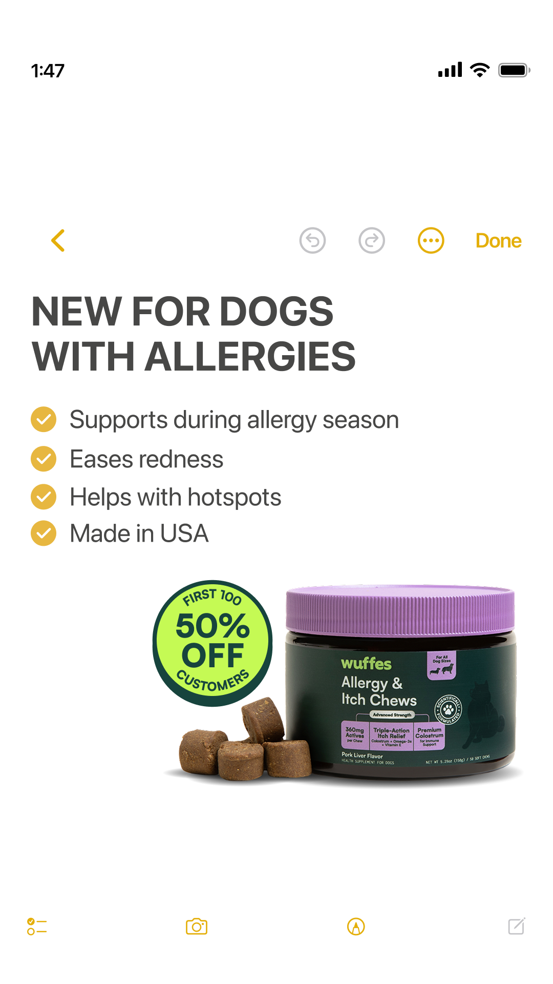 Wuffes Facebook ad