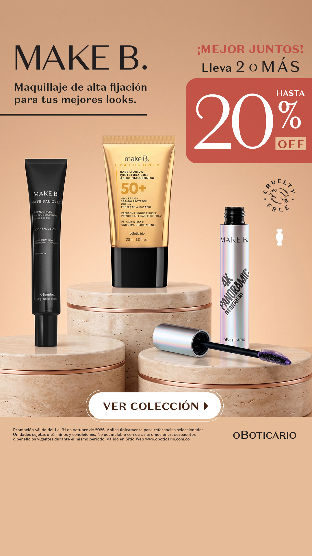 O Boticário Facebook ad: Maquillaje de alta fijación