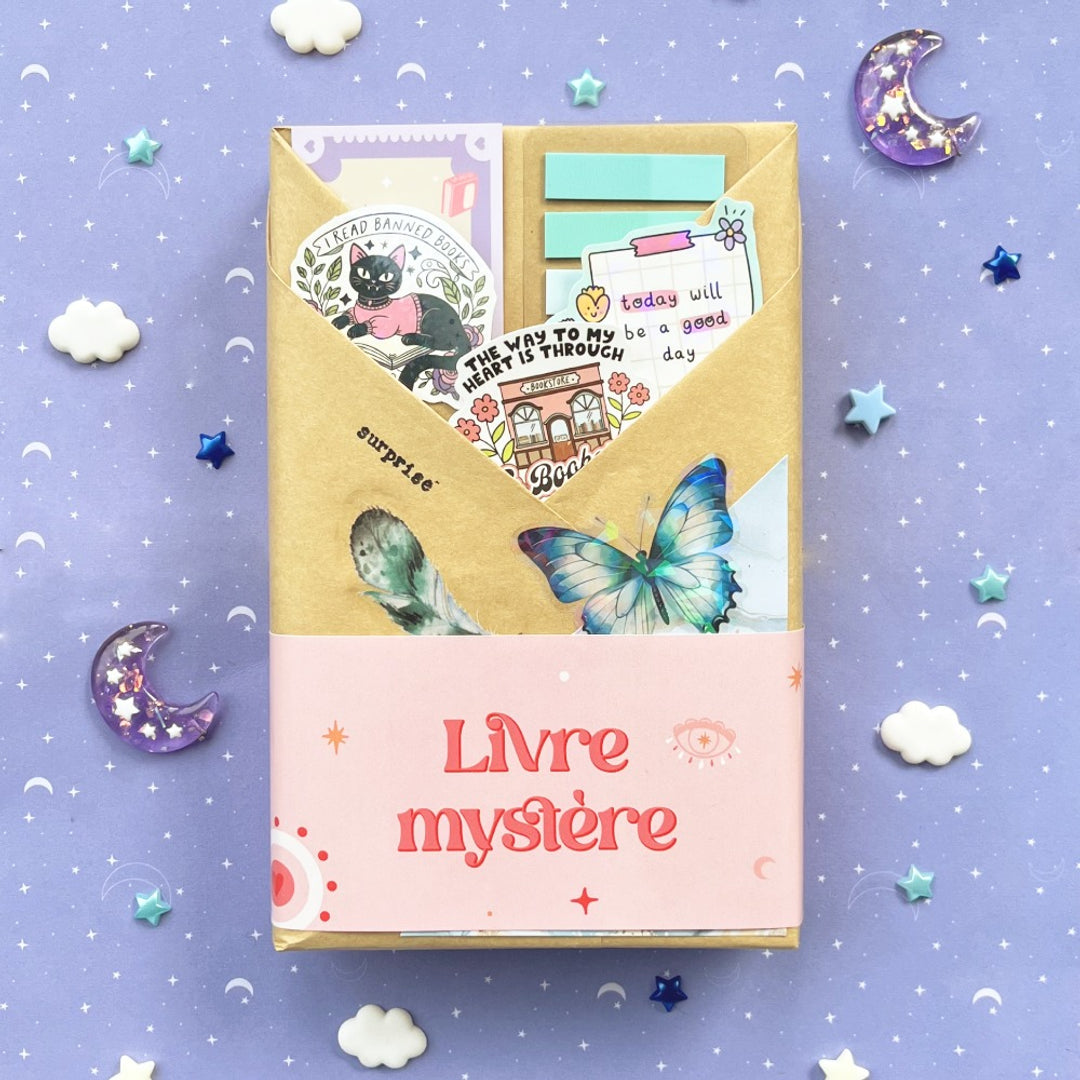 Booksterious Facebook ad: Découvre nos box livre mystère, avec ou sans…
