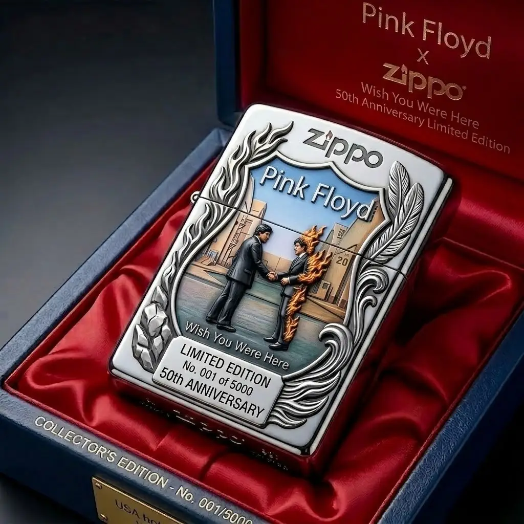 Spencer Gracet Tal Facebook ad: Pink Floyd Wish You Were Here 50th Zippo
