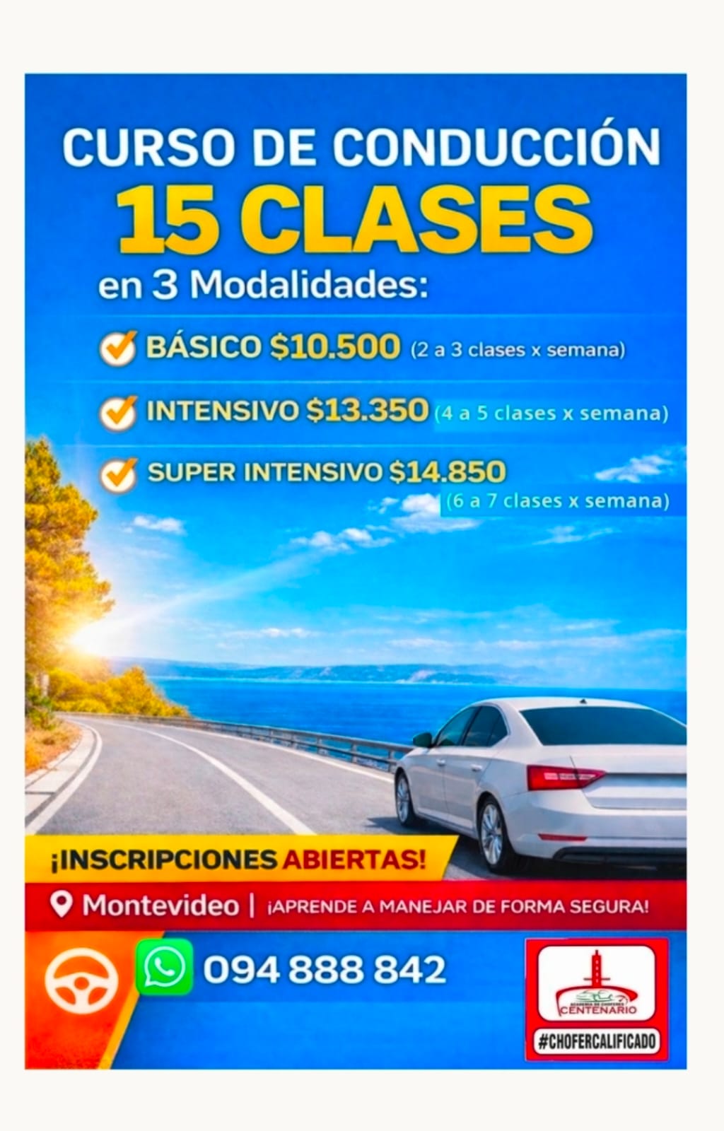 Academia de Choferes Centenario - Tel. 25094671 - 094 888 842. Facebook ad from Jan 7, 2026