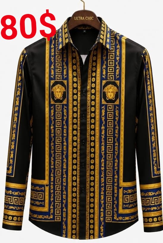 Christophe collection Facebook ad: NOUVELLE COLLECTION, CHEMISES FOULARDS VERSACES