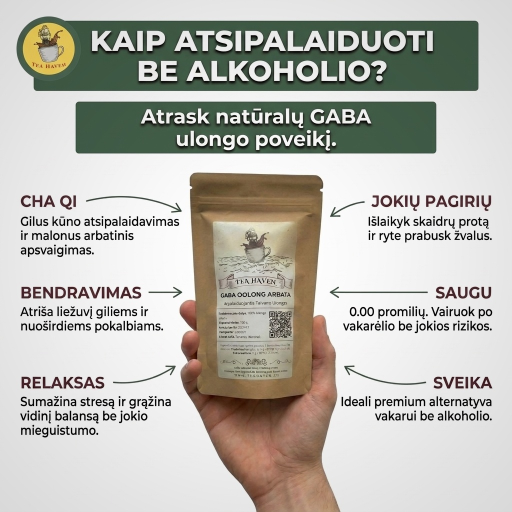 Tea Haven Facebook ad: Gilus relaksas, 100% skaidrus protas.