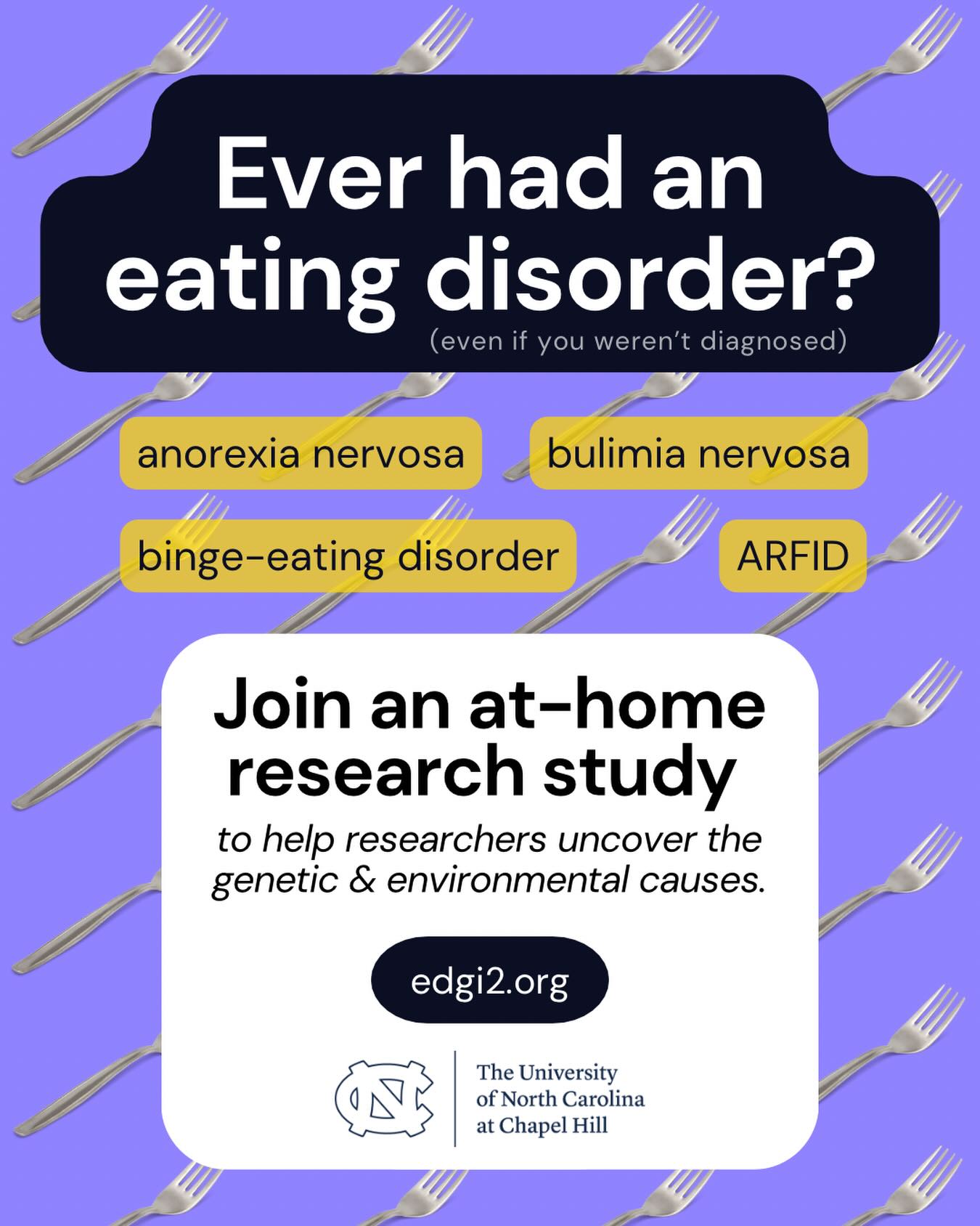 EDGI2 Research Study Facebook ad: EDGI2, Eating Disorders Genetics Initiative 2