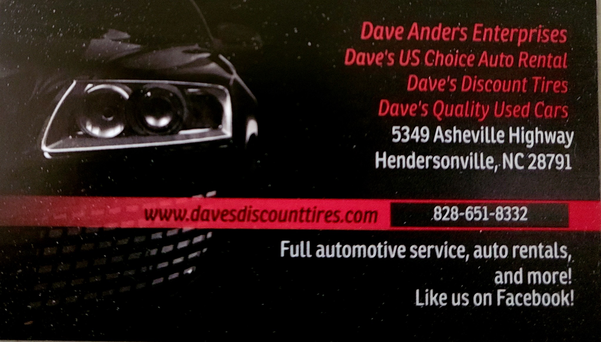 Dave's Discount Tires Facebook ad: Family owned and operated for over 30 years.