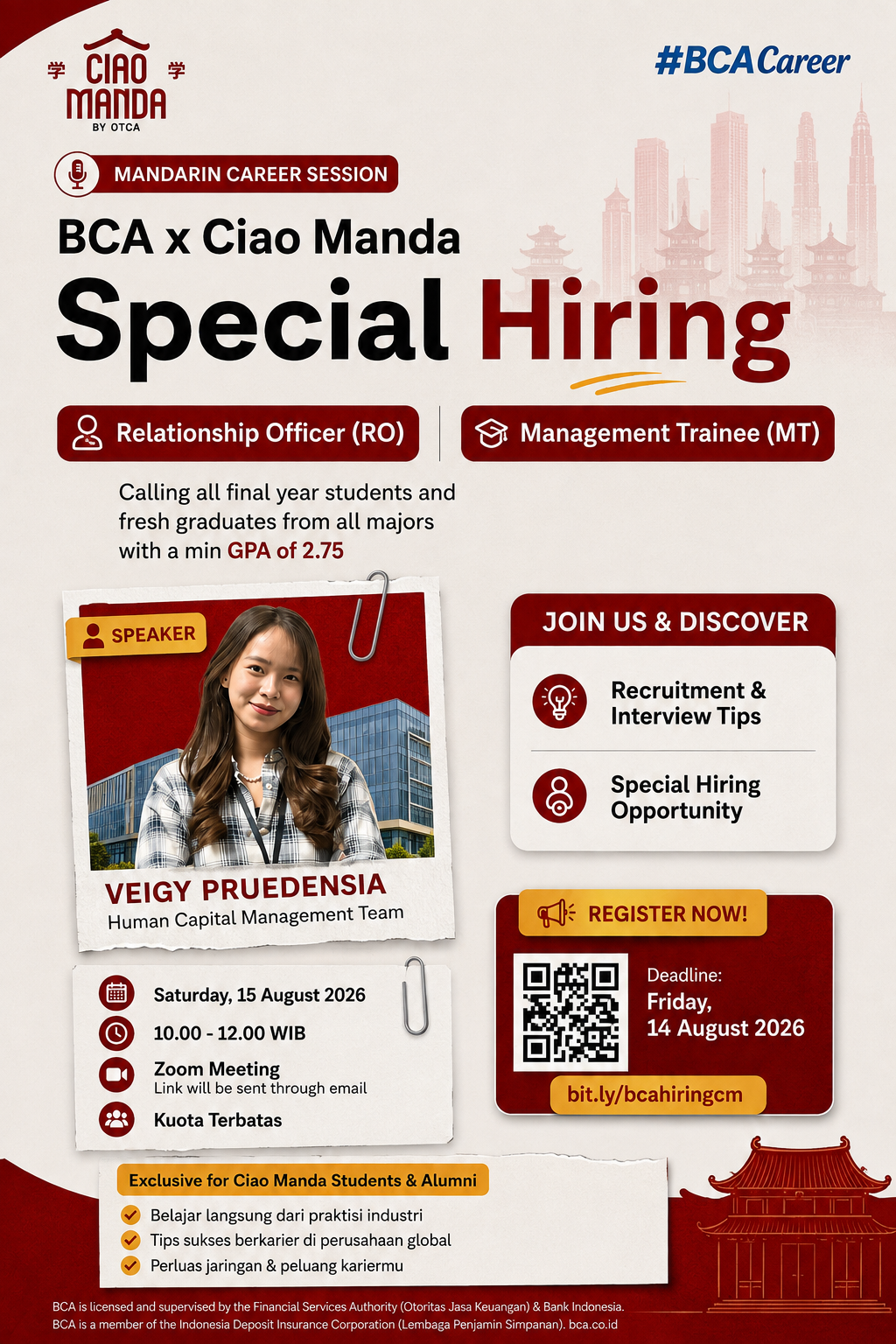 Ciao Manda Facebook ad: Special Hiring BCA untuk Ciao Manda Students & Alumni