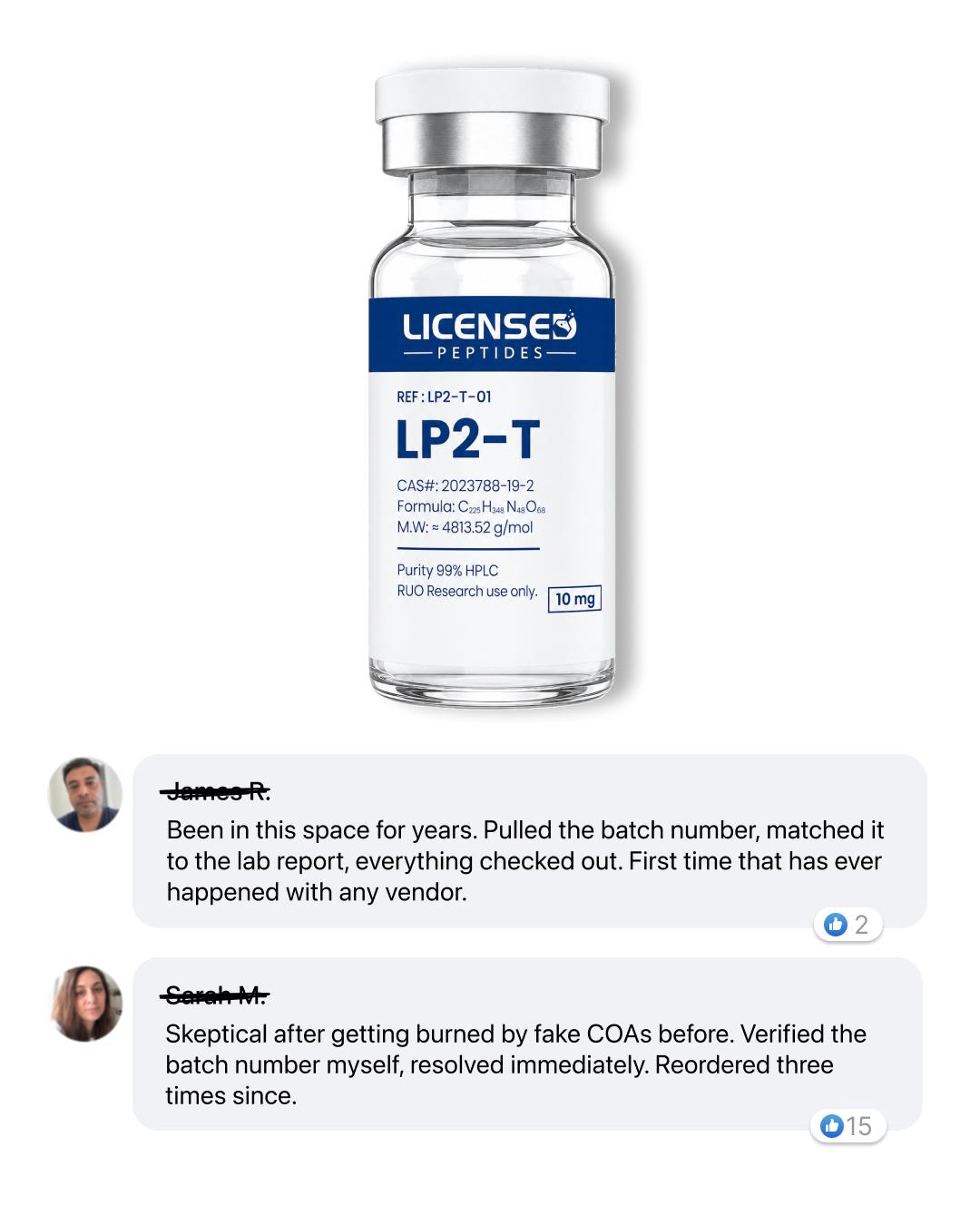 Licensed Peptide Supply Facebook ad: Scan The Vial. Read The COA.