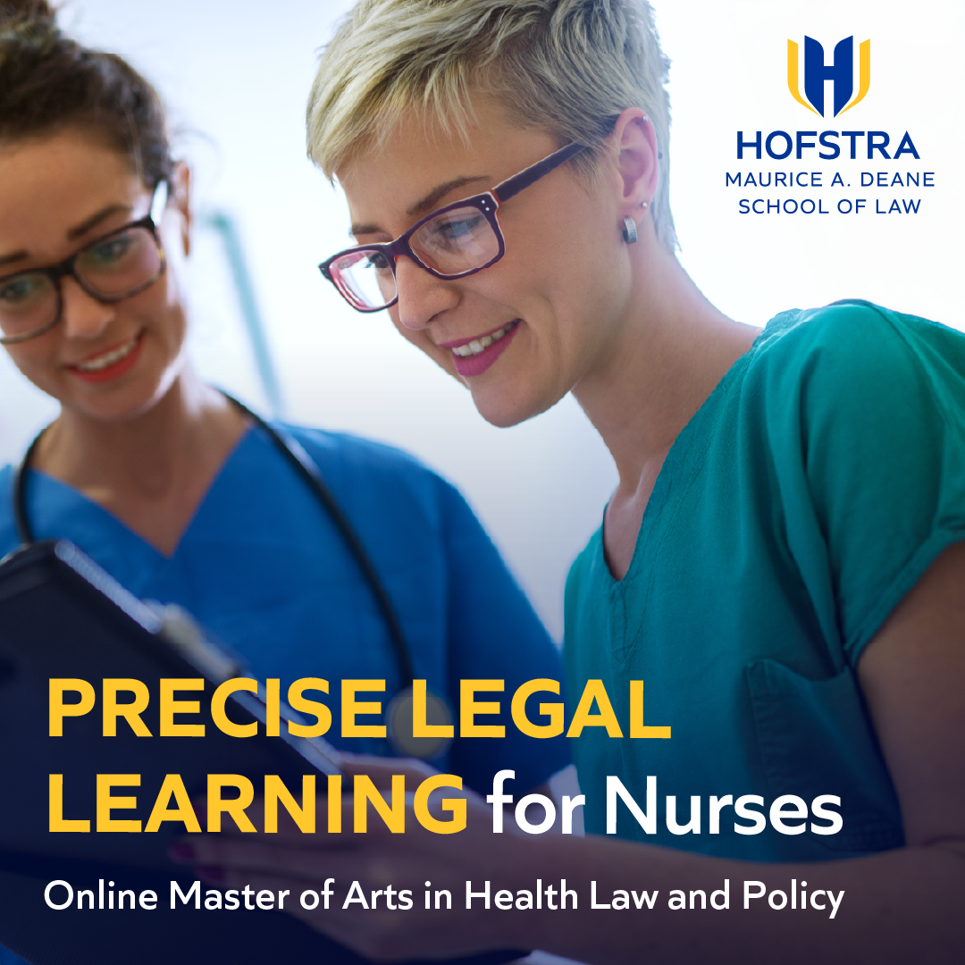 Hofstra Law Facebook ad: Master Health Law, No Legal Detours