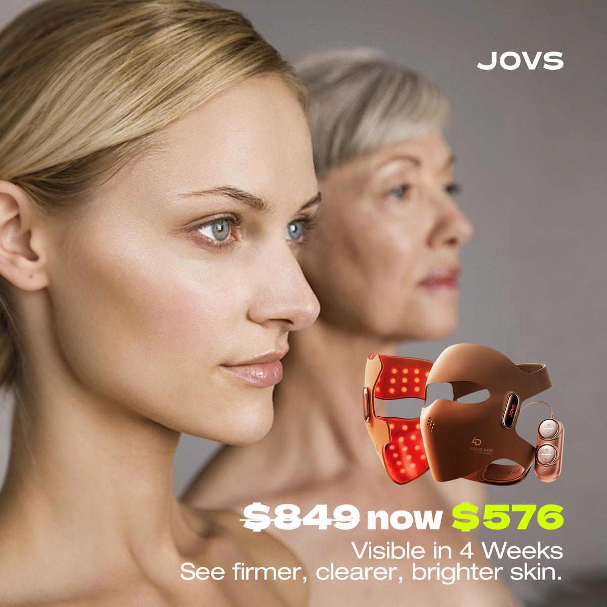 JOVS Facebook ad: JOVS 4D Laser Light Therapy Mask for At-Home Skin Care