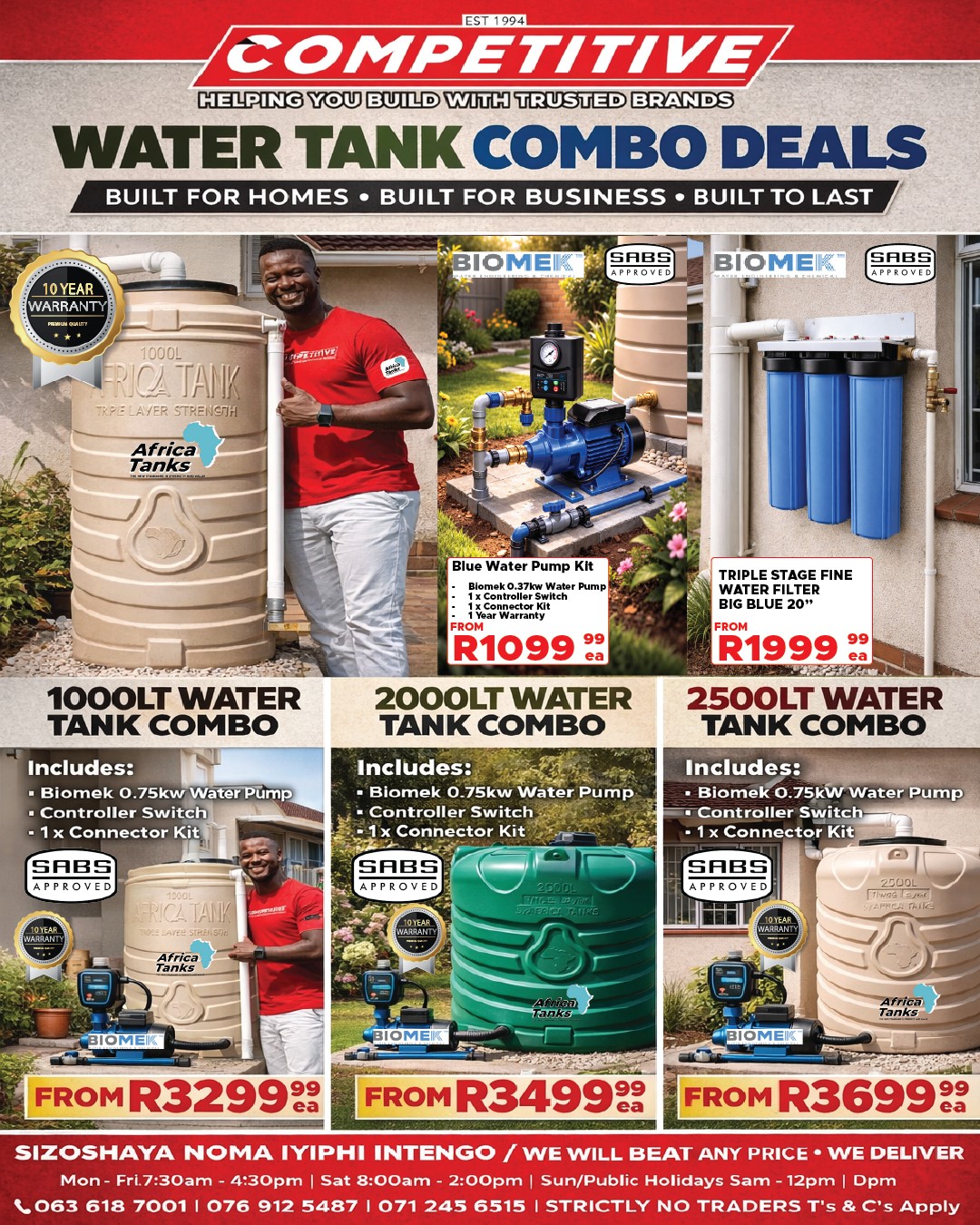 Competitive Hardware / Tile N Save Facebook ad: DON’T GET CAUGHT WITHOUT WATER!