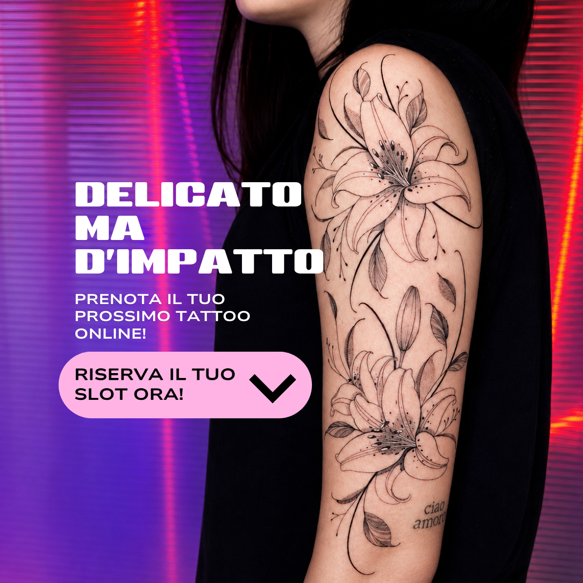 Buum Tattoo Torino Facebook ad: APERTI 7/7, FINO ALLE 22!