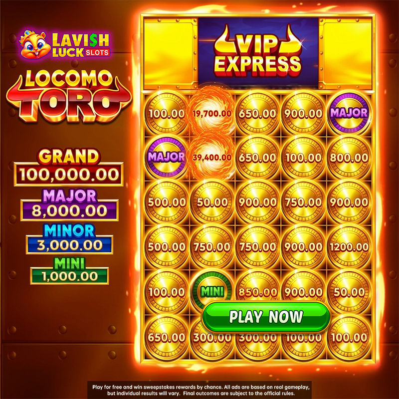 Lavish Luck Casino Facebook ad: LocomoToro: Next Stop, Jackpot City!
