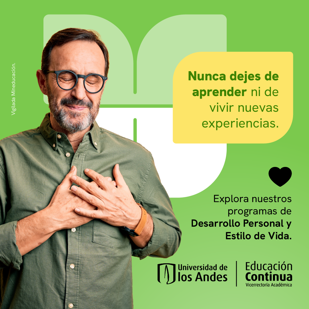 Educación Continua Uniandes Facebook ad: Aprende, crece y evoluciona constantemente con Educación…