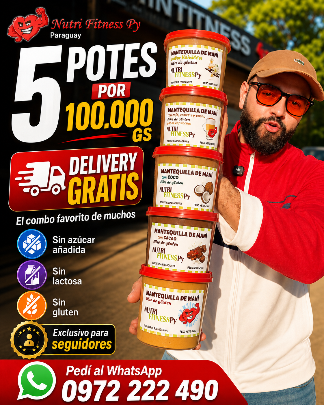 Nutri Fitness PY Facebook ad: Pedí tu combo de 5 potes