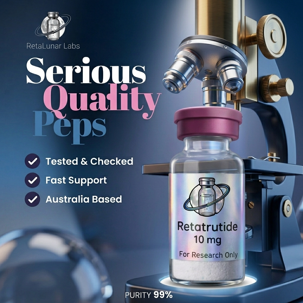 Lunar labs Facebook ad: Buy Retatrutide Australia · Vials, Starter Kits & Peptides