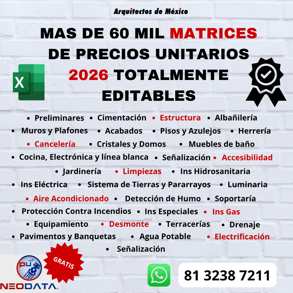 Arquitectos de México Facebook ad: MAS DE 60 MIL MATRICES DE PRECIOS UNITARIOS 2026 MAS…