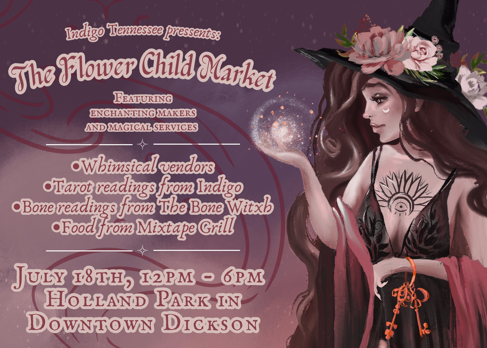 Indigo Tennessee Facebook ad: The Summer Flower Child Market | Holland Park in Downtown…