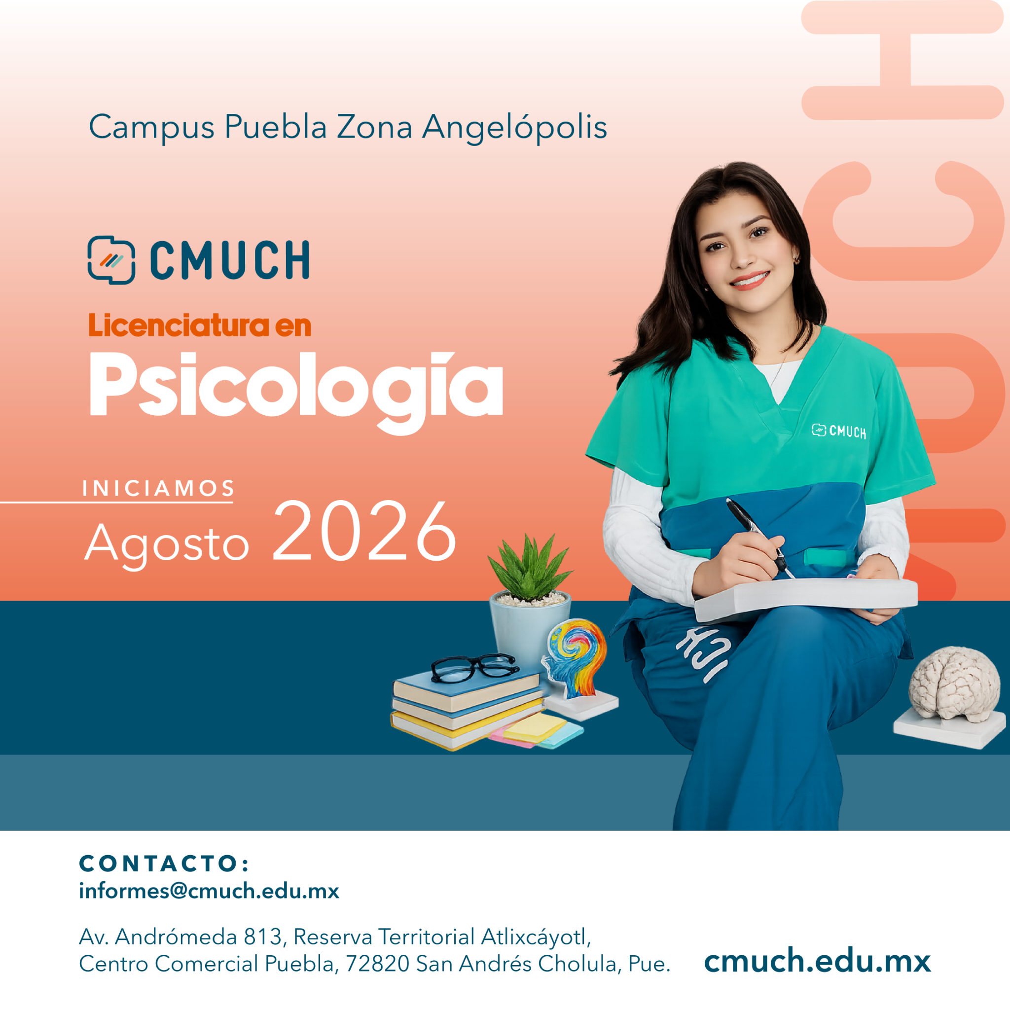 CMUCH Puebla Facebook ad: ¿Te apasiona la mente humana y el bienestar…