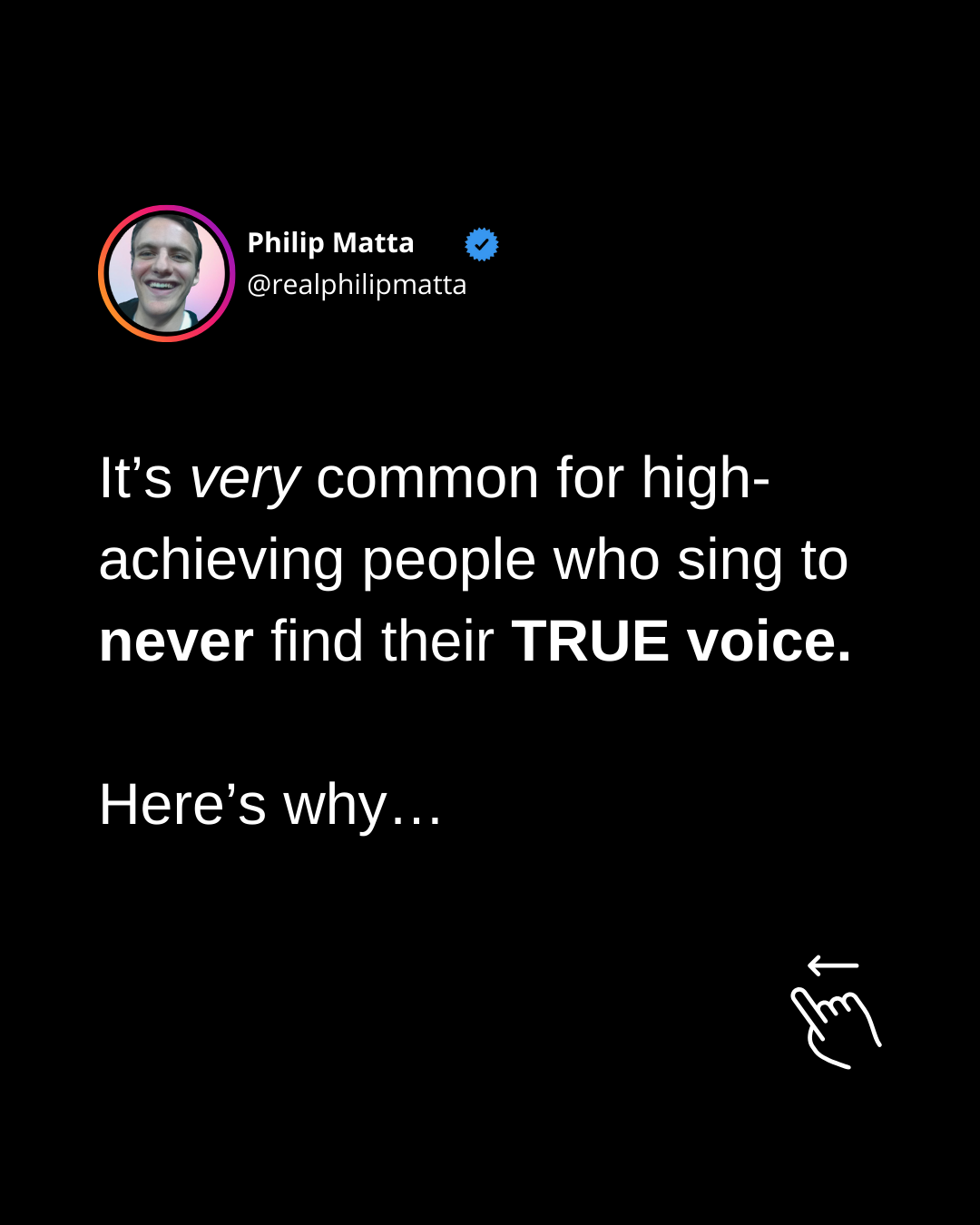 Philip Matta Facebook ad: Let's talk about your voice for a second.