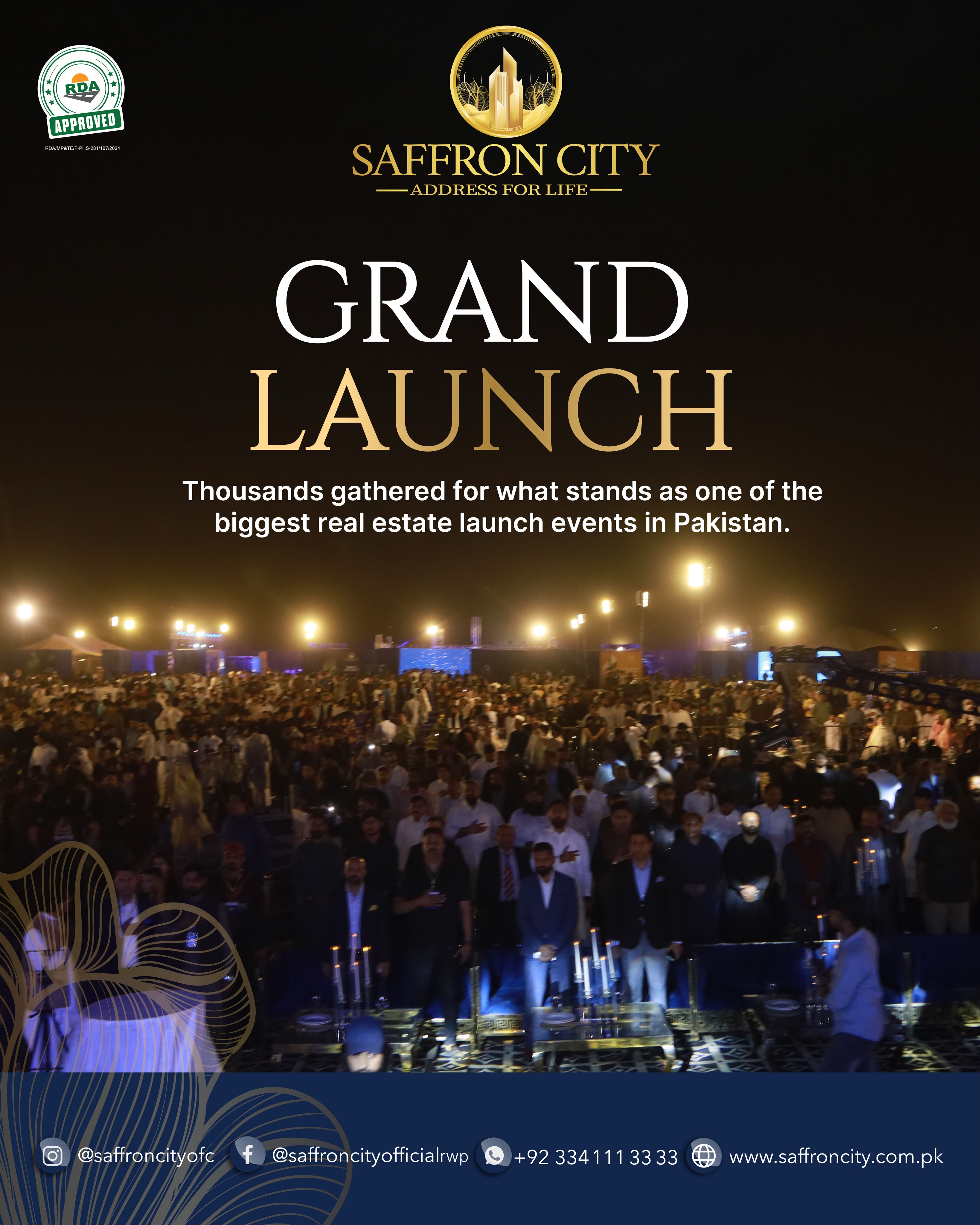 Saffron City Facebook ad: GRAND LAUNCH OF SAFFRON CITY.