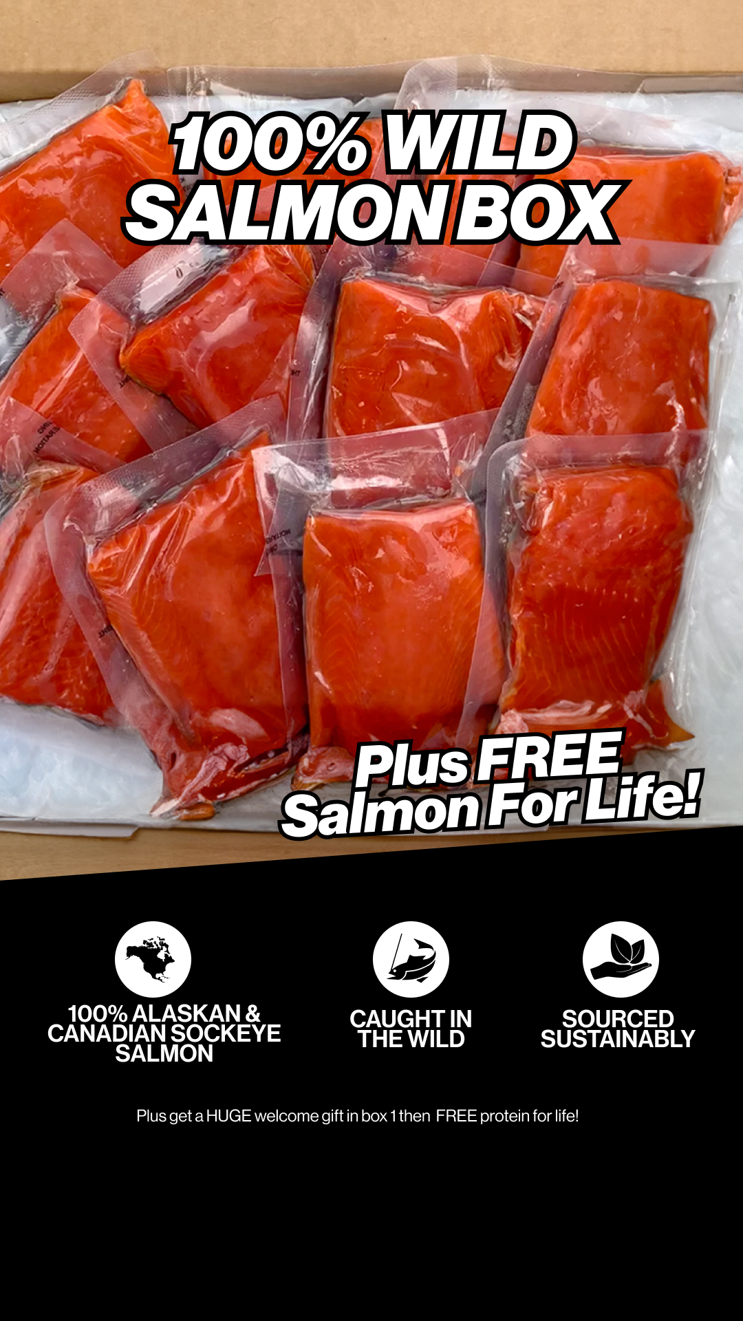 ButcherCrowd Facebook ad: The 100% Wild Salmon Box