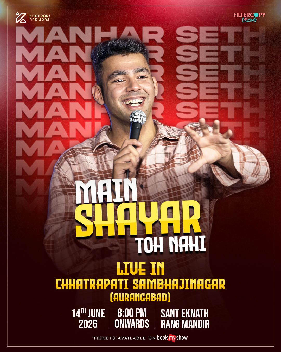 FilterCopy Facebook ad: Catch Manhar Seth live in Chhatrapati Sambhajinagar.