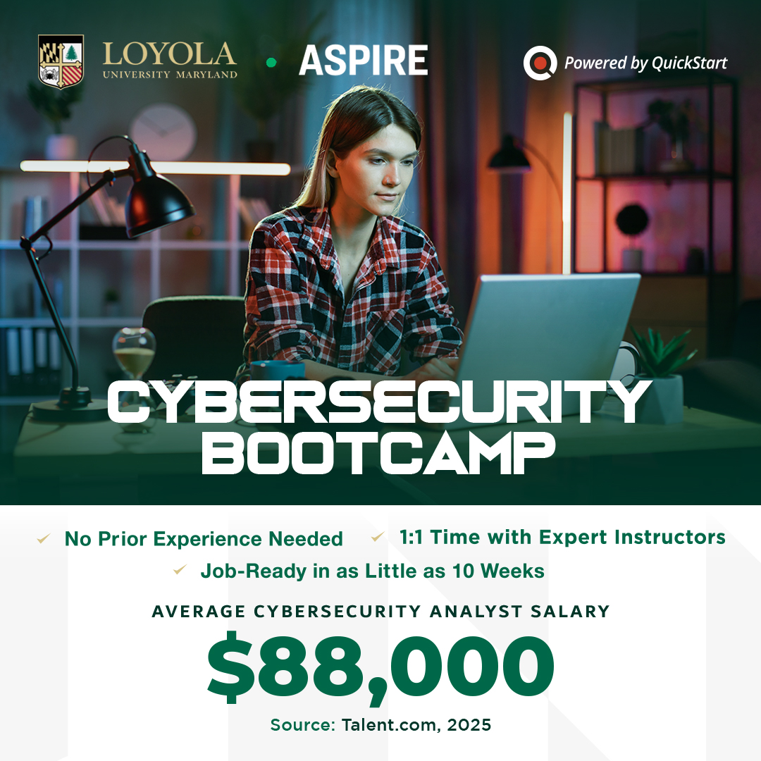 Loyola University Maryland Tech Bootcamps Facebook ad: Fast-Track Your Cybersecurity Career