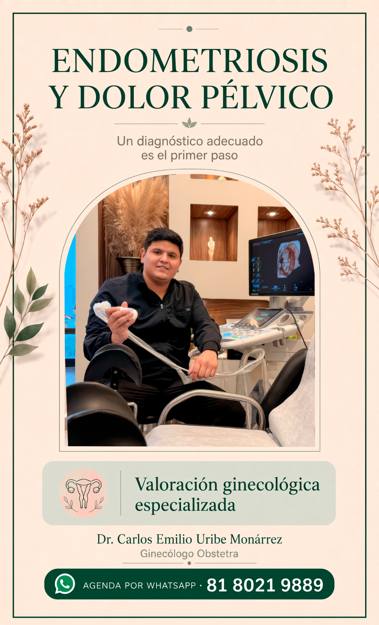 Dr Carlos Uribe Monarrez Facebook ad: Valoración ginecológica en Monterrey
