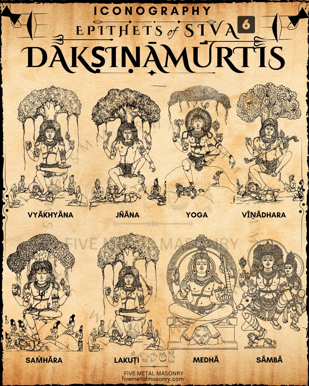 Five Metal Masonry Facebook ad: EPITHETS OF ŚIVA | 6, DAKṢIṆĀMŪRTI