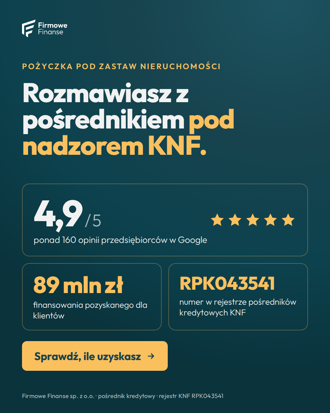 Firmowe Finanse Facebook ad: 89 mln zł dla klientów
