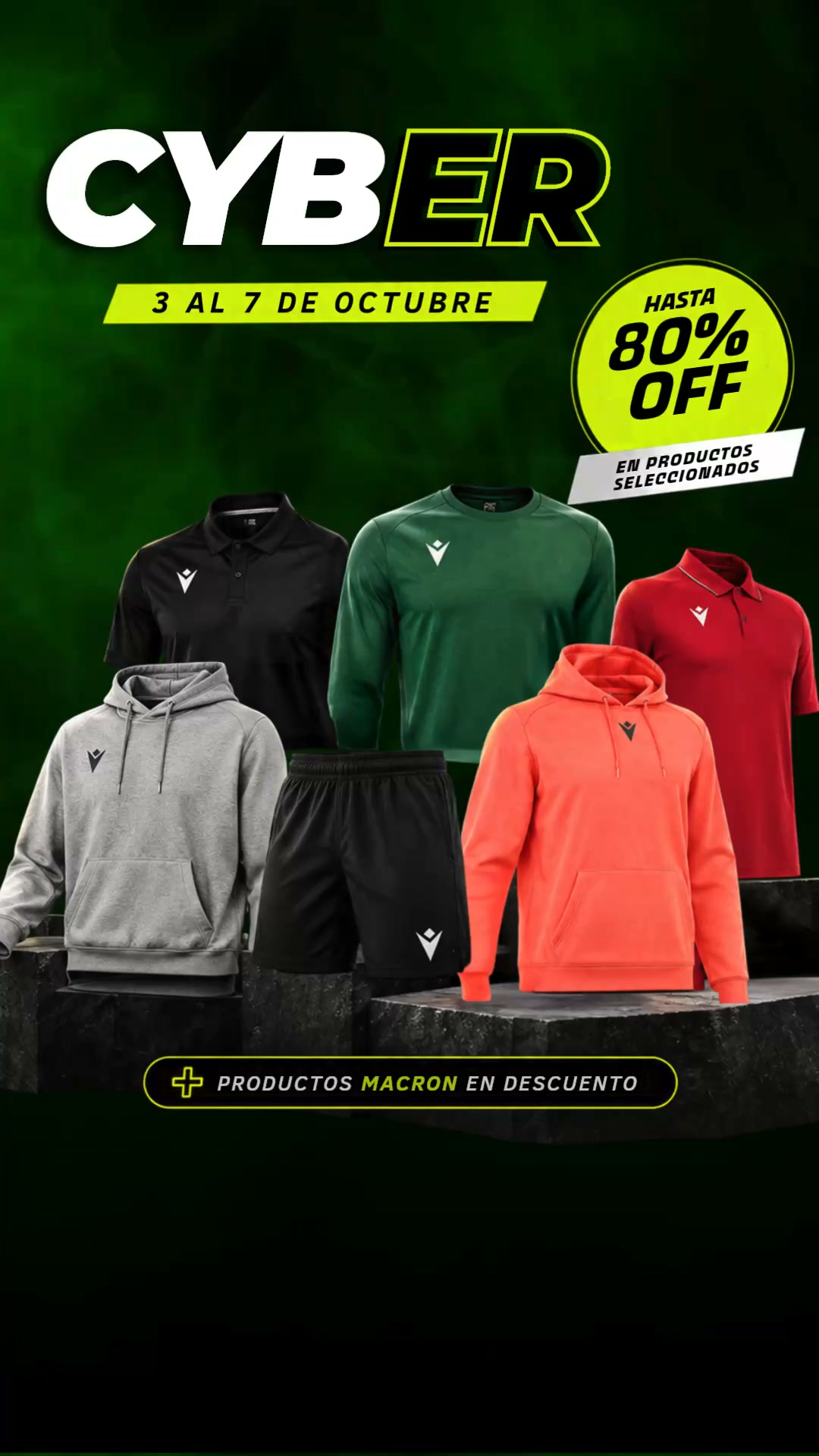 Plussportcl Facebook ad: Macron en Cyber | Hasta 80% OFF